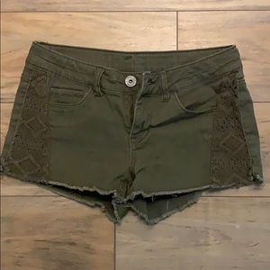 Green jean shorts